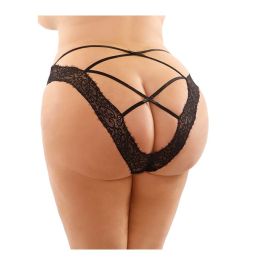 Bottoms Up Ivy Eyelash Lace Panty w/Criss Cross Back & Bow Trims